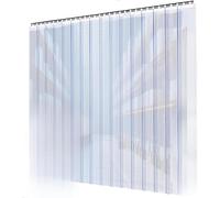 JFUTD PVC Strip Curtain Door Kit Coldroom Warehouse Catering Vinyl Clear Plastic 2mm Thick, Stainless Steel Rail and Clamps(135x220cm/53.15x86.61in)