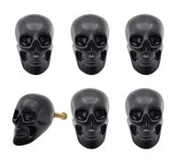 brandname Black Skull Skeleton Cabinets Knobs,6 Pcs Single Hole Pull Handle for Drawer Wardrobes Bookcases Dresser Closets Hardware Furniture Decoration Vivicap (A)