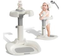 Adjustable Baby Shower Stand with Anti-Slip Base, Baby Bath with Stand, 6-36 Months Toddler Shower Standing Support, Bath Shower Standing Support, Easy Setup, Safe Design (Upgraded-Rabbit)