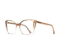 JFXQDR RF6204 Women's Blue Light Filter Glasses, Fashionable Cat Eye Gaming Glasses Against Eye Fatigue with UV Protection (Transparent Brown Gradient Cat's Eye Frame)