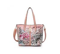 Jfy 2-In-1 Matching Crossbody And Flap Over Clasp Laser Cut Pattern Tote Bag In Pink Pink One Size