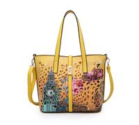 Jfy 2-In-1 Matching Crossbody And Flap Over Clasp Laser Cut Pattern Tote Bag In Yellow Yellow
