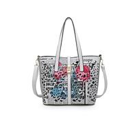 JFY 2-in-1 matching Crossbody and Flap over clasp Laser cut pattern Tote Bag (White)