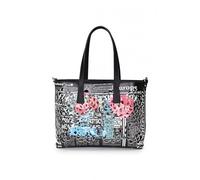 JFY 2-in-1 matching Crossbody and open top Laser cut pattern Tote Bag (Black)