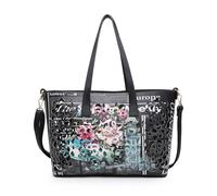 Jfy 2-In-1 Matching Crossbody And Open Top Laser Cut Pattern Tote Bag In Black Black