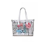 Jfy 2-In-1 Matching Crossbody And Open Top Laser Cut Pattern Tote Bag In Grey Grey One Size