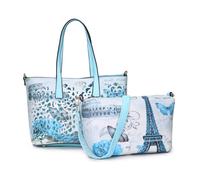 Jfy 2-In-1 Matching Crossbody And Open Top Laser Cut Pattern Tote Bag In Light Blue Light Blue