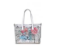 JFY 2-in-1 matching Crossbody and open top Laser cut pattern Tote Bag (White)