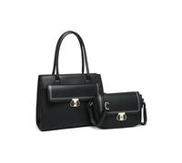 JFY 2In1 Twist Lock Colour Block Crossbody Bag/Tote Bag (Black)