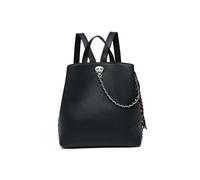 JFY 3 Compartments And Metal Chain Backpack (Black)