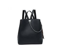 Jfy 3 Compartments And Metal Chain Backpack In Black Black