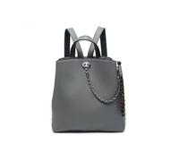 Jfy 3 Compartments And Metal Chain Backpack In Mid Grey Mid Grey