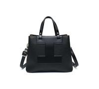 JFY 3 Compartments Top Zip Closure Tote Bag (Black)