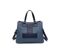 JFY 3 Compartments Top Zip Closure Tote Bag (Blue)