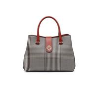 JFY 3 Compartments Top Zip Closure Tote Bag (Crimson)