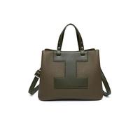 JFY 3 Compartments Top Zip Closure Tote Bag (Green)