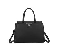 JFY 3 Compartments Two Handles Zip Top Tote Bag (Black)