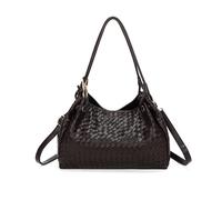 JFY 3 Compartments Weaved Pattern Two Handles Shoulder Bag
