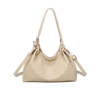 JFY 3 Compartments Weaved Pattern Two Handles Shoulder Bag (Terracotta)