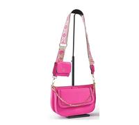 JFY 3 In 1 Set of Matching Coin Wallet with 2 Cross Body Bags (Fuchsia)