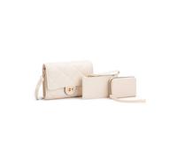 Jfy 3 In 1 Set Quited Check Pattern Flap Twist Lock Cross Body Bag In Beige Beige One Size