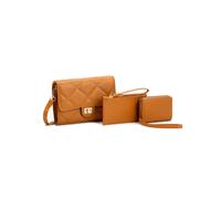 Jfy 3 In 1 Set Quited Check Pattern Flap Twist Lock Cross Body Bag In Brown Brown