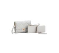Jfy 3 In 1 Set Quited Check Pattern Flap Twist Lock Cross Body Bag In Light Grey Light Grey One Size