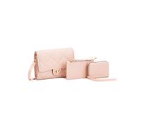 Jfy 3 In 1 Set Quited Check Pattern Flap Twist Lock Cross Body Bag In Pink Pink
