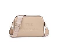 JFY 3 Zip Top Compartments Canvas Strap Cross Body Bag (Apricot)