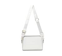 JFY 3 Zip Top Compartments Canvas Strap Cross Body Bag (White)
