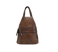 Jfy 4 Exterior Zippered Pockets Backpack With Handle In Dark Brown Dark Brown
