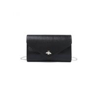 Jfy Bee Badge On The Front Satin Clutch Bag In Black Black One Size