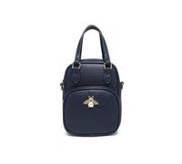 JFY Bee Badge Top Zipped Sections Cross Body Bag (Dark Blue)