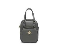 JFY Bee Badge Top Zipped Sections Cross Body Bag (Dark Grey)