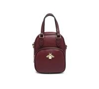 JFY Bee Badge Top Zipped Sections Cross Body Bag (Wine)