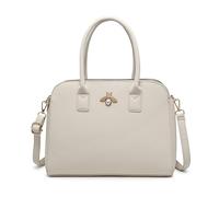 JFY Bee Badge Triple Top Zipped Compartments Tote Bag (Beige)