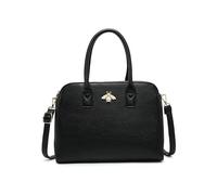 JFY Bee Badge Triple Top Zipped Compartments Tote Bag (Black)