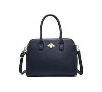 JFY Bee Badge Triple Top Zipped Compartments Tote Bag (Dark Blue)