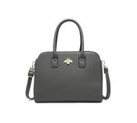 JFY Bee Badge Triple Top Zipped Compartments Tote Bag (Dark Grey)