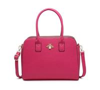 JFY Bee Badge Triple Top Zipped Compartments Tote Bag (Fuchsia)