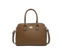 JFY Bee Badge Triple Top Zipped Compartments Tote Bag (Khaki)