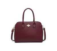 JFY Bee Badge Triple Top Zipped Compartments Tote Bag (Wine)
