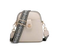 Jfy Bee Badge Two Zipped Sections Canvas Strap Cross Body Bag In Beige Beige