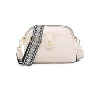 Jfy Bee Badge Two Zipped Sections Canvas Strap Cross Body Bag In Beige Beige