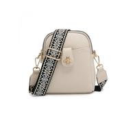 Jfy Bee Badge Two Zipped Sections Canvas Strap Cross Body Bag In Beige Beige One Size