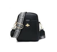 Jfy Bee Badge Two Zipped Sections Canvas Strap Cross Body Bag In Black Black One Size