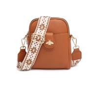 Jfy Bee Badge Two Zipped Sections Canvas Strap Cross Body Bag In Brown Brown