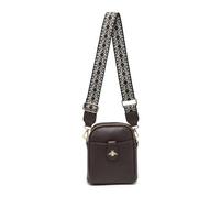 Jfy Bee Badge Two Zipped Sections Canvas Strap Cross Body Bag In Chocolate Chocolate