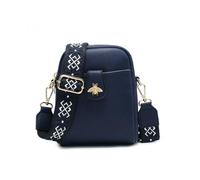 Jfy Bee Badge Two Zipped Sections Canvas Strap Cross Body Bag In Dark Blue Dark Blue One Size