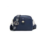 Jfy Bee Badge Two Zipped Sections Canvas Strap Cross Body Bag In Dark Blue Dark Blue One Size